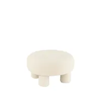 pouf rond teddy pieds velours blanc