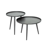 lot de 2 tables basses gigognes rondes en aluminium grises antiparos - jardiline
