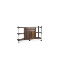 bahut 1 tiroir bois metal marron 160x45x95cm - bois-métal - décoration d'autrefois