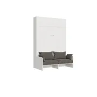 armoire lit escamotable vertical 160 kentaro sofa avec èlèment haut frêne blanc - alessia 20