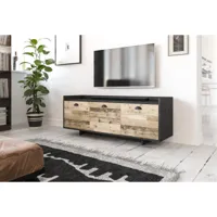 meuble banc tv - 140 cm - grafit gris matera / old wood - style moderne cup
