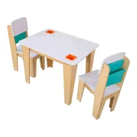 ensemble table de rangement et 2 chaises pocket - naturel 20353