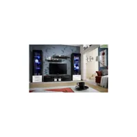 ensemble meuble tv mural galina c avec led 320x190x45 cm - corps noir/ front noir de haute brillance 24 zwhs gc