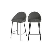 chaise de bar mi-hauteur misty effet laine bouclette grise 65 cm (lot de 2)
