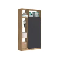 armoire / meuble de rangement coloris chêne doré/gris - hauteur 180 x longueur 100 x profondeur 35 cm