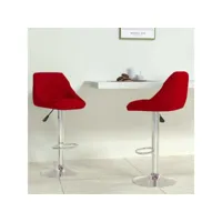 lot de 2 tabourets de bar style contemporain  chaises de bar rouge bordeaux velours meuble pro frco61342
