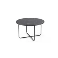 table basse ronde avec plateau en verre effet marbre noir jon 60