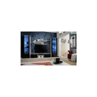 ensemble meuble tv mural galina c avec led 320x190x45 cm - corps blanc/ front noir de haute brillance 23 wsh gc