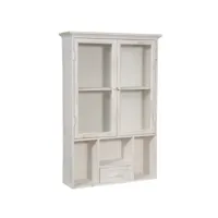 vitrine en bois finition blanc antique l60xpr18xh89 cm style shabby