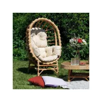 fauteuil de jardin en osier nika beige #ds