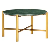 table basse effet marbre vert et pieds métal doré enyse d 60 cm