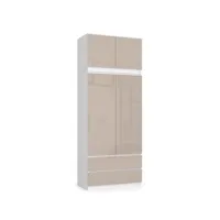 selia - armoire avec rehausse style moderne chambre à coucher - 90x234x51 - dressing - beige