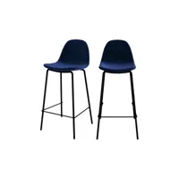 chaise pour îlot central henrik en velours bleu foncé 65 cm (lot de 2)