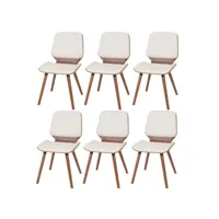 6x chaise de salle à manger hwc-b16, bois courbé, rétro, aspect noyer ~ similicuir crème
