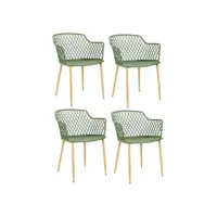 paris prix - lot de 4 fauteuils design malaga 80cm vert