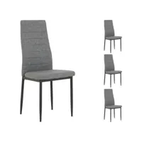 lot de 4 chaises de salle à manger nathalie piètement métallique couleur noir et revêtement en tissu gris
