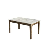 table de salle à manger avec rangement kaltes l145cm effet marbre blanc et bois