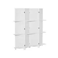 paravent intérieur 4 panneaux 3 étagères pliables séparateur de pièce portes persiennes bois de paulownia blanc