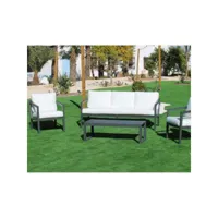 salon de jardin détente luxe anthracite acapulco canapé 3 places + 2 fauteuils