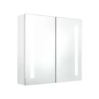 armoire de salle de bain à miroir led blanc brillant 62x14x60