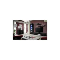 ensemble meuble tv mural galino b avec led - corps noir/ front noir de haute brillance 23 zz gb