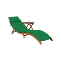 transat chaise longue bain de soleil lit de jardin terrasse meuble d'extérieur avec table et coussin bois d'acacia helloshop26 02_0012637