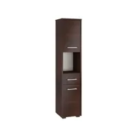 amira - armoire colonne de salle de bain design 140x30x30 cm - meuble de rangement moderne - 2 portes 1 tiroir - wenge