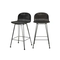 chaise de bar mi-hauteur jigani noire 63 cm (lot de 2)