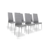 designetsamaison - lot de 6 chaises salle à manger grises - lena c-lena09