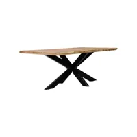 table 180x90 cm bois d'acacia pied central croix métal noir - ottawa