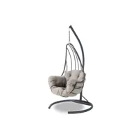 fauteuil suspendu simple hally l115xh218cm métal anthracite et tissu gris