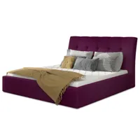 lit capitonné avec rangement velours prune klein - 4 tailles-couchage 140x200 cm