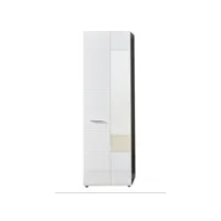 armoire de rangement 2 portes mélaminé blanc et gris avec miroir bezzi