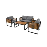canapé de jardin avec cadre en fer galvanisé 4 parties canapé 1x2 places 2x chaises individuelles 1x table gris