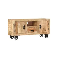 meuble tv, banc tv, meuble de rangement bois de manguier brut 110x30x50 cm meuble pro lww46500