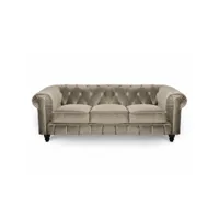 chesterfield - canapé chesterfield 3 places velours beige chesterfield-3p-vel-bei