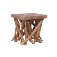 table basse carrée bois massif recyclé et pieds teck foncé aquadi