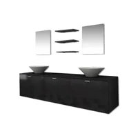colonne salle de bain - moderne 8 pièces de mobilier de salle de bain et lavabo noir fr2024