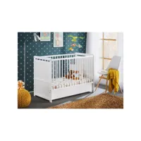 lit bébé évolutif - guizmo - coloris blanc mat - lit réglable en hauteur avec tiroir et matelas.