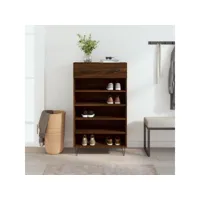 armoire à chaussures chêne marron 60x35x105cm bois d'ingénierie