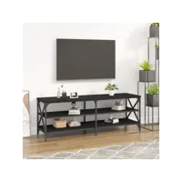 meuble tv de salon  armoire télévision  banc tv noir 140x40x50 cm bois d'ingénierie -neww94607