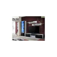 ensemble meuble tv mural galino a avec led - corps blanc/ front noir de haute brillance 23 wsh ga