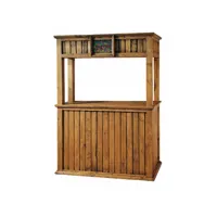meuble de bar, meuble de rangement en pin massif coloris naturel  - longueur 147   x profondeur 45  x hauteur 200 cm