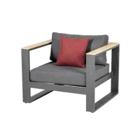 fauteuil de salon de jardin emperia en aluminium traité époxy et acacia certifié fsc