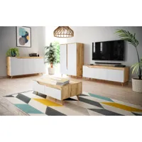 ensemble de meubles salon - chêne kraft or - blanc mat - style design tue