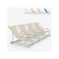 4 chaises de plage pliantes mer accoudoirs aluminium riccione gold lux beach and garden design