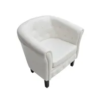 wesley - fauteuil lounge style chesterfield simili cuir blanc 60710
