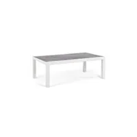 table basse d'extérieur en aluminium blanc kledi lunar 120x70x h43 cm