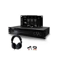 pack sono dj amplificateur 500w ibiza sound sa500 + table de mixage mix800 + casque + câblages rca + pc