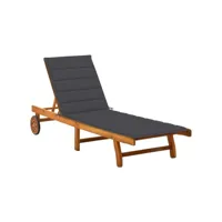 transat chaise longue bain de soleil lit de jardin terrasse meuble d'extérieur avec coussin bois d'acacia solide helloshop26 02_0012375
